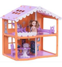 Дом для кукол R&S Дом Анжелика с мебелью (оранжевый/сиреневый) 39 х 55 х 53 см R S 10073391