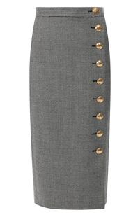 Шерстяная юбка-миди с контрастными пуговицами Escada 5362671