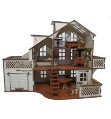 Кукольный домик Iwoodplay Деревянный с гаражом 52 см 9552552