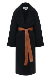 Пальто с поясом из смеси шерсти и кашемира Loewe 6368431