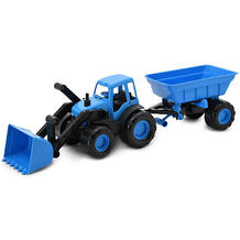 Трактор с ковшом и прицепом "Active" 55 см, синий Zebratoys 10018076