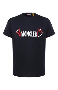 Хлопковая футболка с принтом MONCLER 6314524