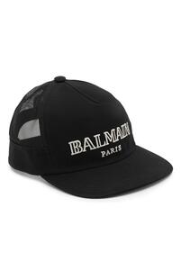 Хлопковая бейсболка с логотипом бренда BALMAIN 6333893