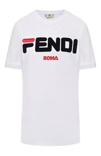 Хлопковая футболка с логотипом бренда Fendi 6324765