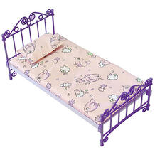 Мебель для куклы Огонёк Кроватка с постельным бельём, фиолетовая Огонек 8688313