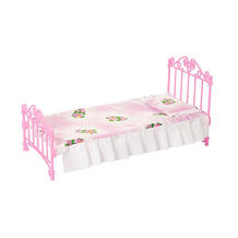 Мебель для куклы Огонёк Кроватка с постельным бельём, розовая Огонек 8688401