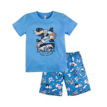 Пижама футболка/шорты Bossa Nova Тату, цвет: голубой/синий 10552322
