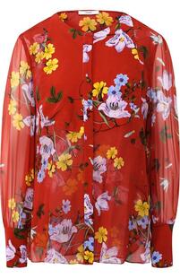 Шелковая блуза с круглым вырезом и принтом Erdem 5045634