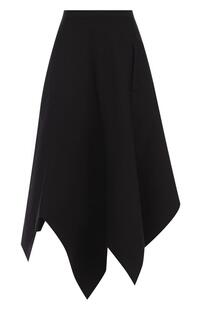 Однотонная юбка-миди асимметричного кроя из смеси льна и хлопка с шелком Y3 4875429