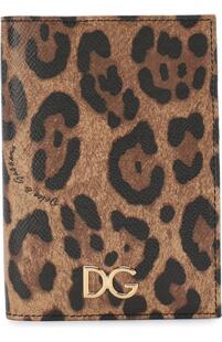 Кожаная обложка для паспорта с леопардовым принтом Dolce&Gabbana 4778227