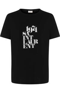 Хлопковая футболка с принтом Yves Saint Laurent 4558434