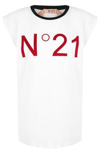 Хлопковая футболка с логотипом бренда No. 21 4192054