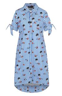 Хлопковое платье-рубашка с принтом Pietro Brunelli 3889745