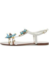Кожаные сандалии с декором Dolce&Gabbana 1655156