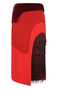 Многоярусная юбка-карандаш с бахромой Tom Ford 2090155