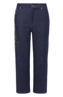 Укороченные джинсы прямого кроя с контрастной вышивкой EMILIO PUCCI 1847357