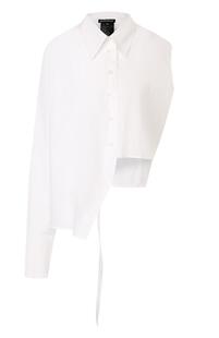 Однотонная хлопковая блуза асимметричного кроя Ann Demeulemeester 3490787