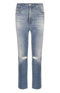 Укороченные джинсы прямого кроя с потертостями AG 3385864