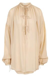 Шелковая блуза свободного кроя с воротником-стойкой Yves Saint Laurent 3103400