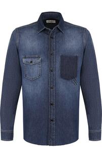 Джинсовая рубашка с потертостями и необработанным краем Yves Saint Laurent 3080783