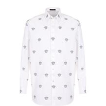 Хлопковая рубашка с принтом Versace 2709153
