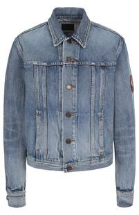 Джинсовая куртка свободного кроя с потертостями Yves Saint Laurent 2689888
