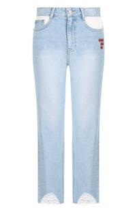 Укороченные джинсы с потертостями и завышенной талией Steve J & Yoni P 2681369