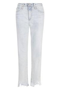 Укороченные джинсы прямого кроя с потертостями AG 2681165