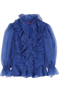 Полупрозрачная шелковая блуза с драпировкой Ralph Lauren 2664260