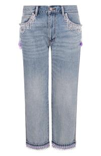 Укороченные джинсы прямого кроя с декоративной отделкой THE MARC JACOBS 2663343