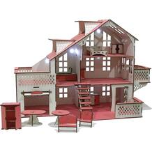 Кукольный домик Iwoodplay Деревянный со светом 85 см 9552549