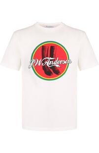 Хлопковая футболка с принтом J.W.ANDERSON 2606429