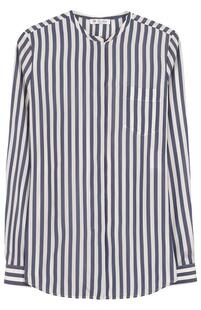 Шелковая блуза в полоску с воротником-стойкой Loro Piana 2581495