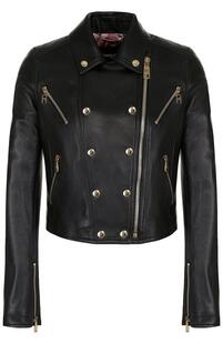 Укороченная кожаная куртка с косой молнией Dolce&Gabbana 2568546