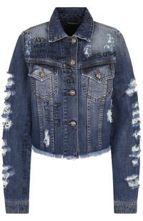 Укороченная джинсовая куртка с потертостями PHILIPP PLEIN 2550074