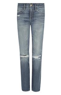 Укороченные джинсы прямого кроя с потертостями FRAME DENIM 2513236