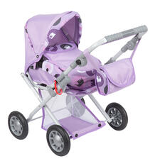 Коляска для кукол Wakart Магда фиолетовая с цветами 5814085