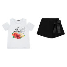 Комплект футболка/шорты Апрель Музыкальный фестиваль, цвет: белый/черный 10485554