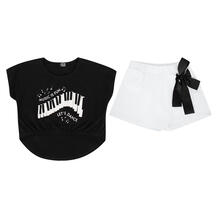 Комплект футболка/шорты Апрель Музыкальный фестиваль, цвет: черный/белый 10485539