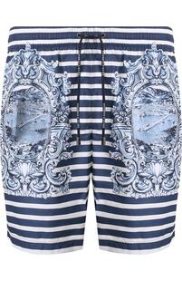 Плавки-шорты в контрастную полоску с принтом Dolce&Gabbana 2367279
