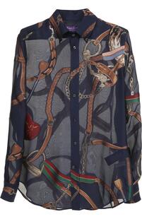 Шелковая полупрозрачная блуза с принтом Ralph Lauren 2333341