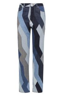 Разноцветные составные джинсы прямого кроя Dries Van Noten 2310439