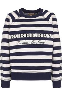 Шерстяной пуловер в полоску с круглым вырезом Burberry 2292531