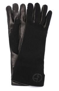 Кожаные перчатки с отделкой из кашемира Giorgio Armani 2268380