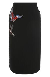 Шерстяная юбка-миди с вышивкой MARKUS LUPFER 2256033