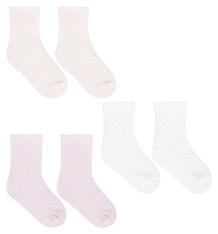Носки 3 пары Эвантюэль Ромбы, цвет: розовый/белый 8803819