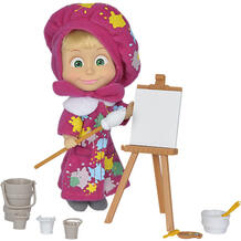 Мини-кукла "Маша и Медведь" Маша в одежде художницы с набором для рисования, 12 см SIMBA 4434363