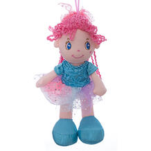 Мягкая кукла с розовыми волосами в голубой пачке, 20 см ABtoys 10308947