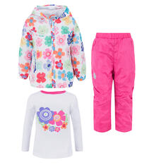 Комплект куртка/брюки/джемпер Bony Kids, цвет: белый/розовый 10282016