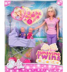 Кукла Steffi в розовой футболке и сиреневых брюках с коляской 4380133